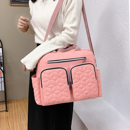 Large Mummy Bag Multi-Pocket Travel Nappy Tote Shoulder Bag Pink