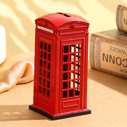 Classic Red Phone Booth Coin Bank Money Box