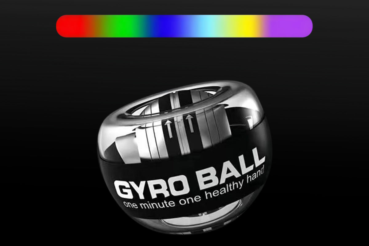 6 Color LED Gyroscope Wrist Exercise Ball Strength Trainer Muscle Training-Black