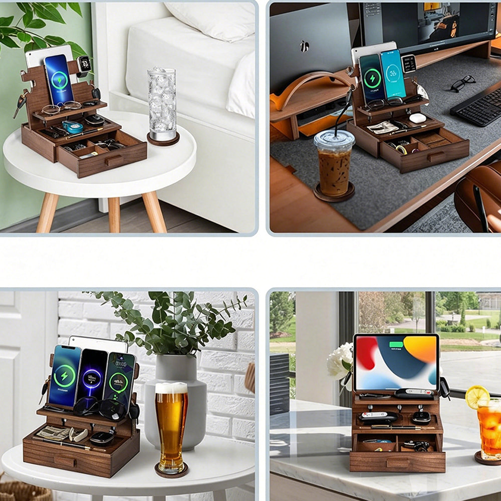 Phone Charging Station and Nightstand Organizer