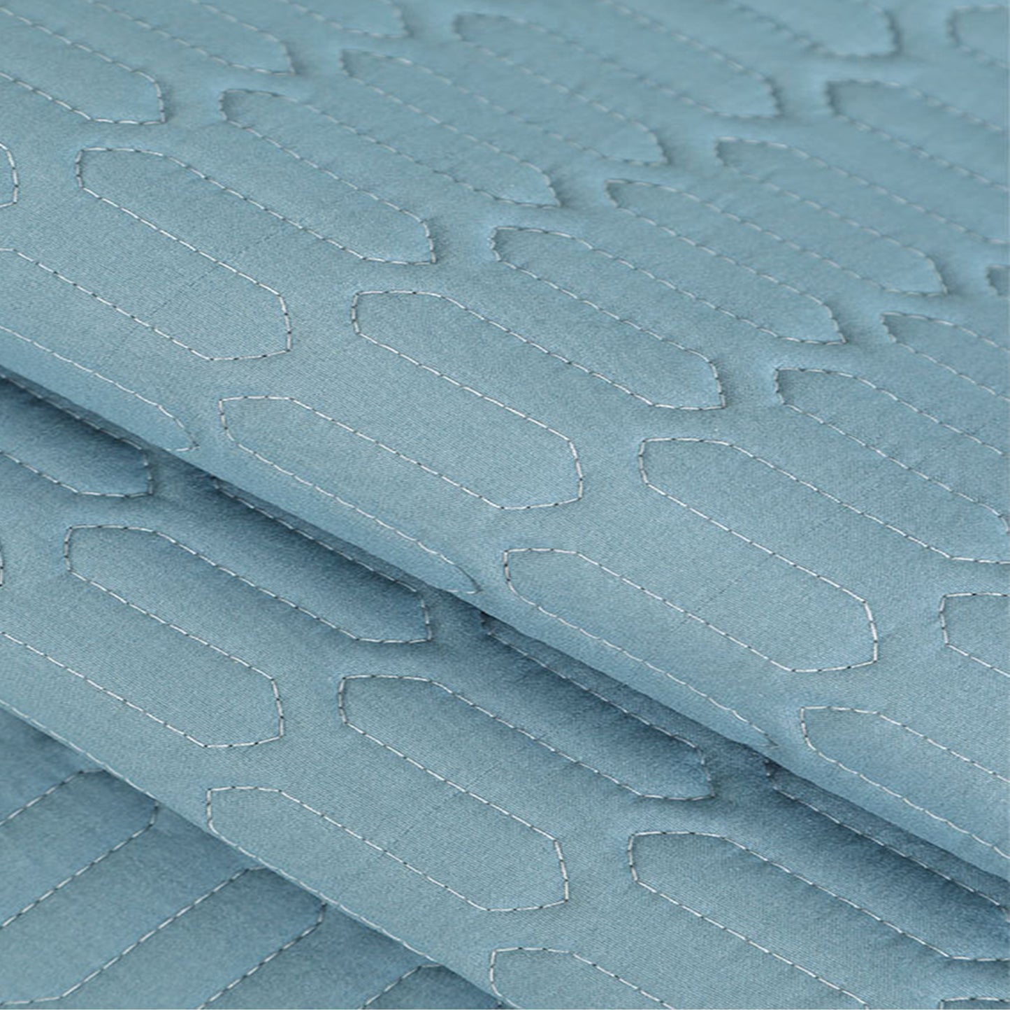 Quilted Sectional Couch Covers Non-Slip Sofa Slipcover -Blue