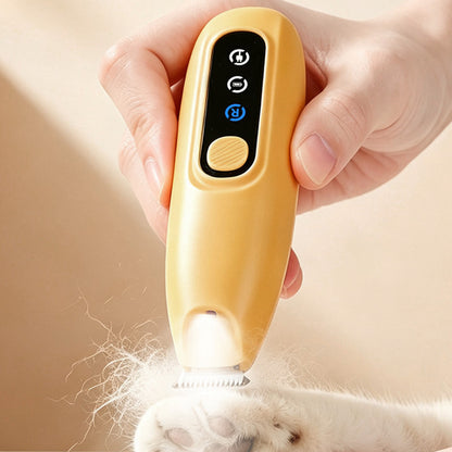 Pet Electric Paw Hair Trimmer with 18mm Ceramic Blade and LED Light - Orange