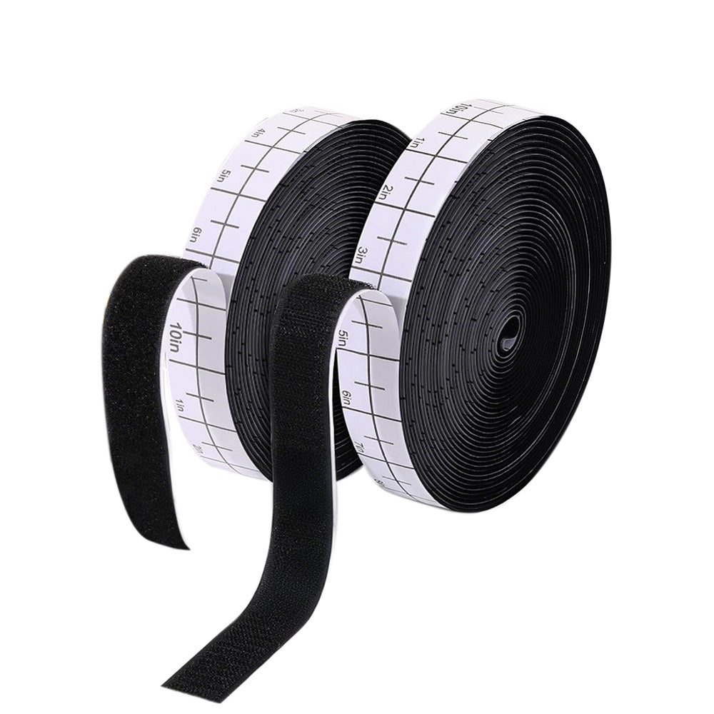 30Ft Hook and Loop Strips with Adhesive 2 Rolls Heavy Duty Hook Loop Tape -Black