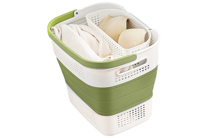 35L Collapsible Laundry Basket Clothes Hamper Washing Cleaning Organizer Bin-Army Green