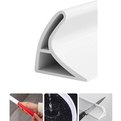 2Pcs Silicone Shower Splash Guard Curved Waterproof Strip