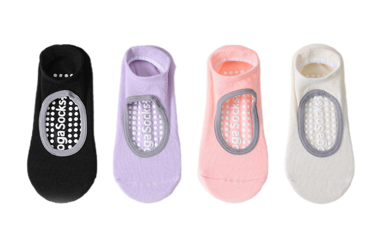4 Piece Non Slip Pilates Socks for Yoga Barre