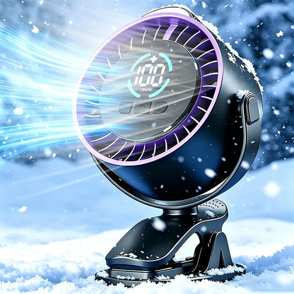 100 Level Digital Clip Fan 720 Degree Airflow Portable Car Fan - Grey
