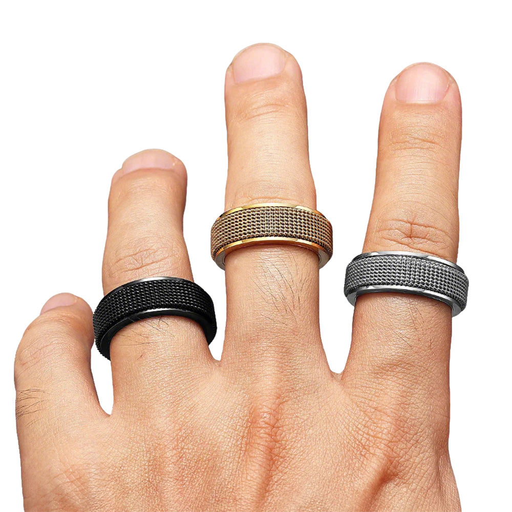 51 mm Titanium Steel Spinner Ring Set Silver Black Gold Relaxing Rotating Rings