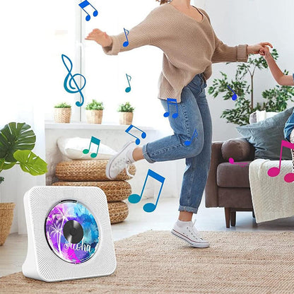 USB Powered Bluetooth CD Player with Digital Screen Display Desktop Music Player White