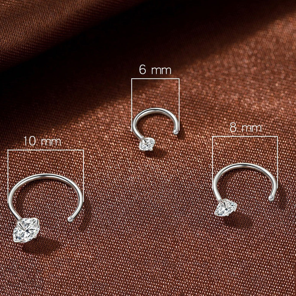Half Hoop Earrings Lightweight Sterling Silver Stud Earrings