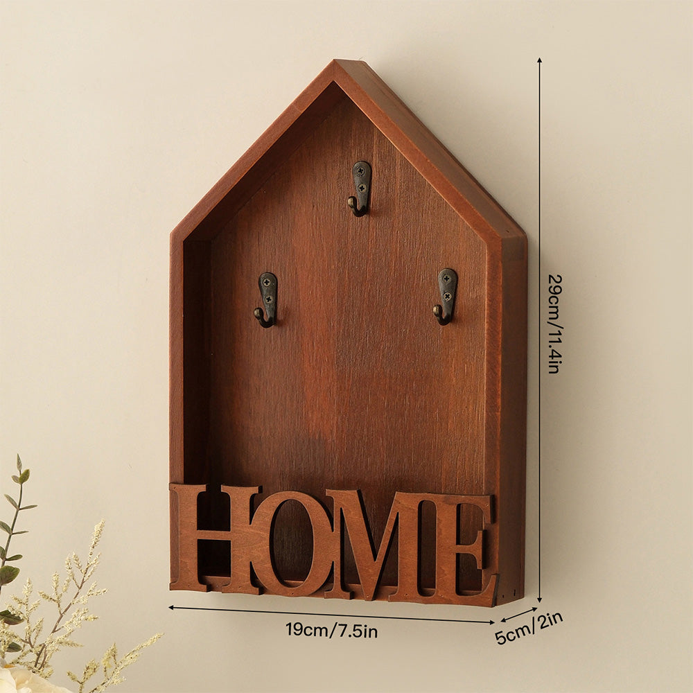Vintage Key Holder Wall Mount with 3 Hooks Key Rack - Brown