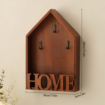Vintage Key Holder Wall Mount with 3 Hooks Key Rack - Brown