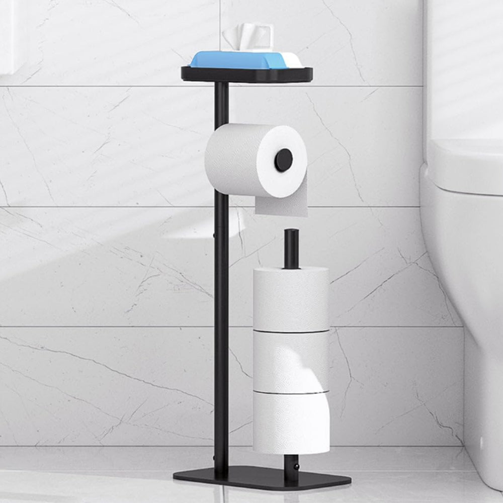 Standing Toilet Paper Holder Stand with Phone Holder Tissue Roll Rack Bathroom Accessories