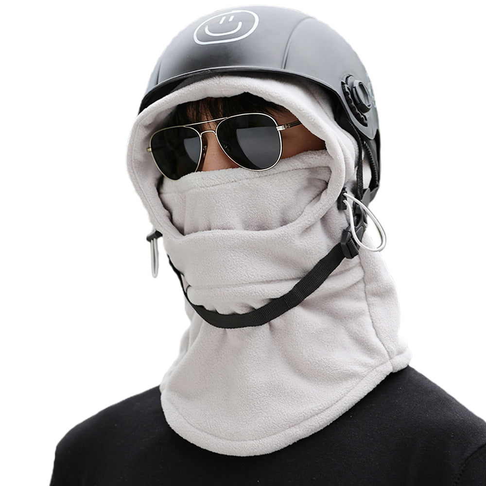 3-in-1 Winter Cycling Balaclava Thermal Fleece Face Mask-Light Grey