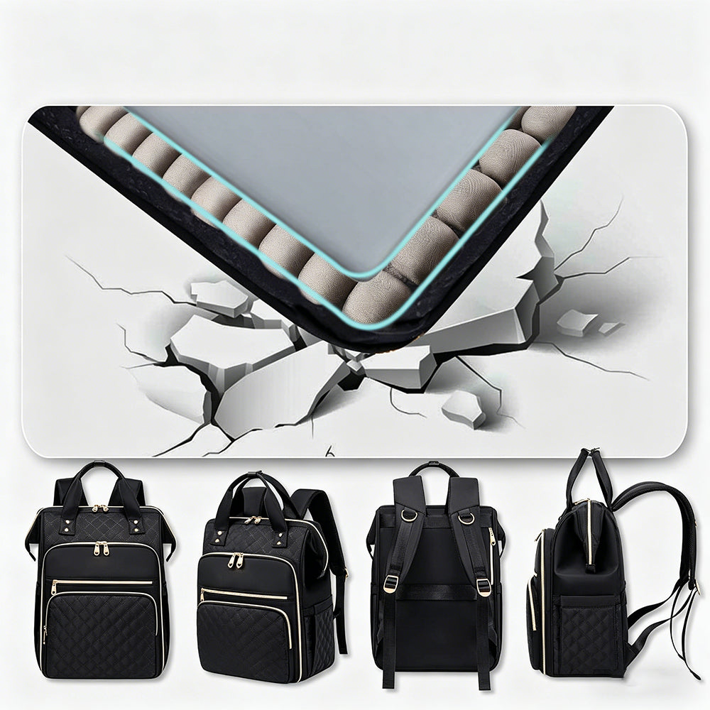 2-in-1 Lunch Backpack For Women Laptop Backpacks Travel Backpacks-Black