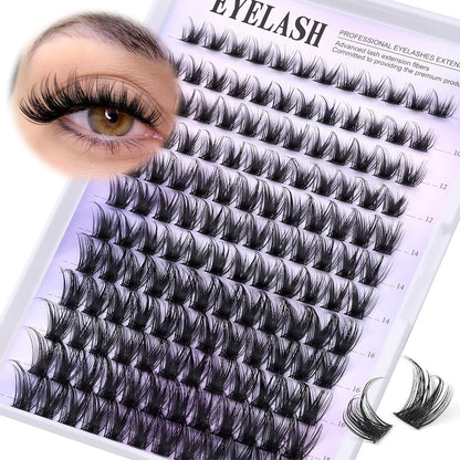 144 Pcs Wispy Cluster Eyelash Extensions 10-18mm DIY Lash Clusters