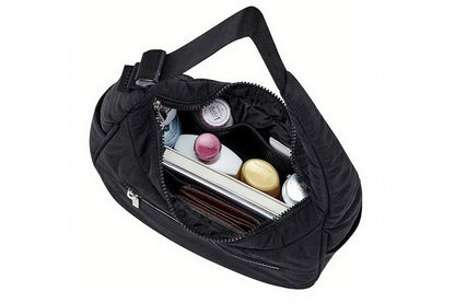 Puffer Crescent Shoulder Bag for Women Quilted Handbag with Adjustable Strap -Black