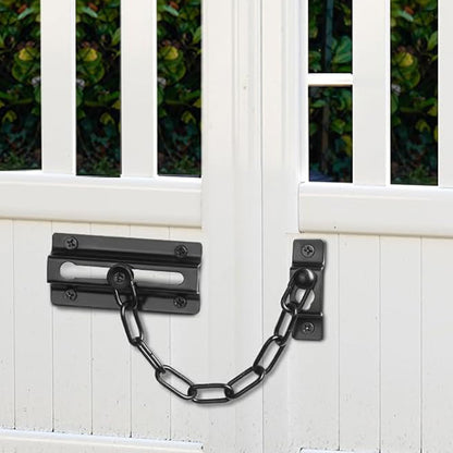 2 Pack Door Security Chain Lock Strong Door Chain Lock with 12 Screws for Wood Door-Black