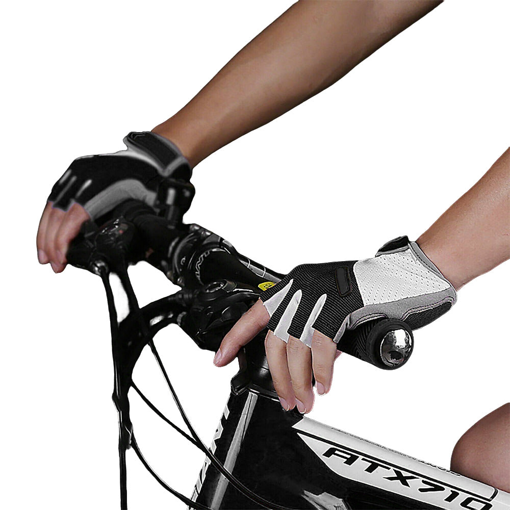 1 Pair Cycling Half Finger Bike Gloves With Anti Slip Pad For Unisex-Black