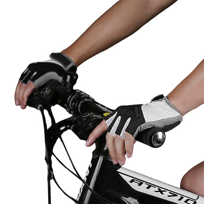 1 Pair Cycling Half Finger Bike Gloves With Anti Slip Pad For Unisex-Black