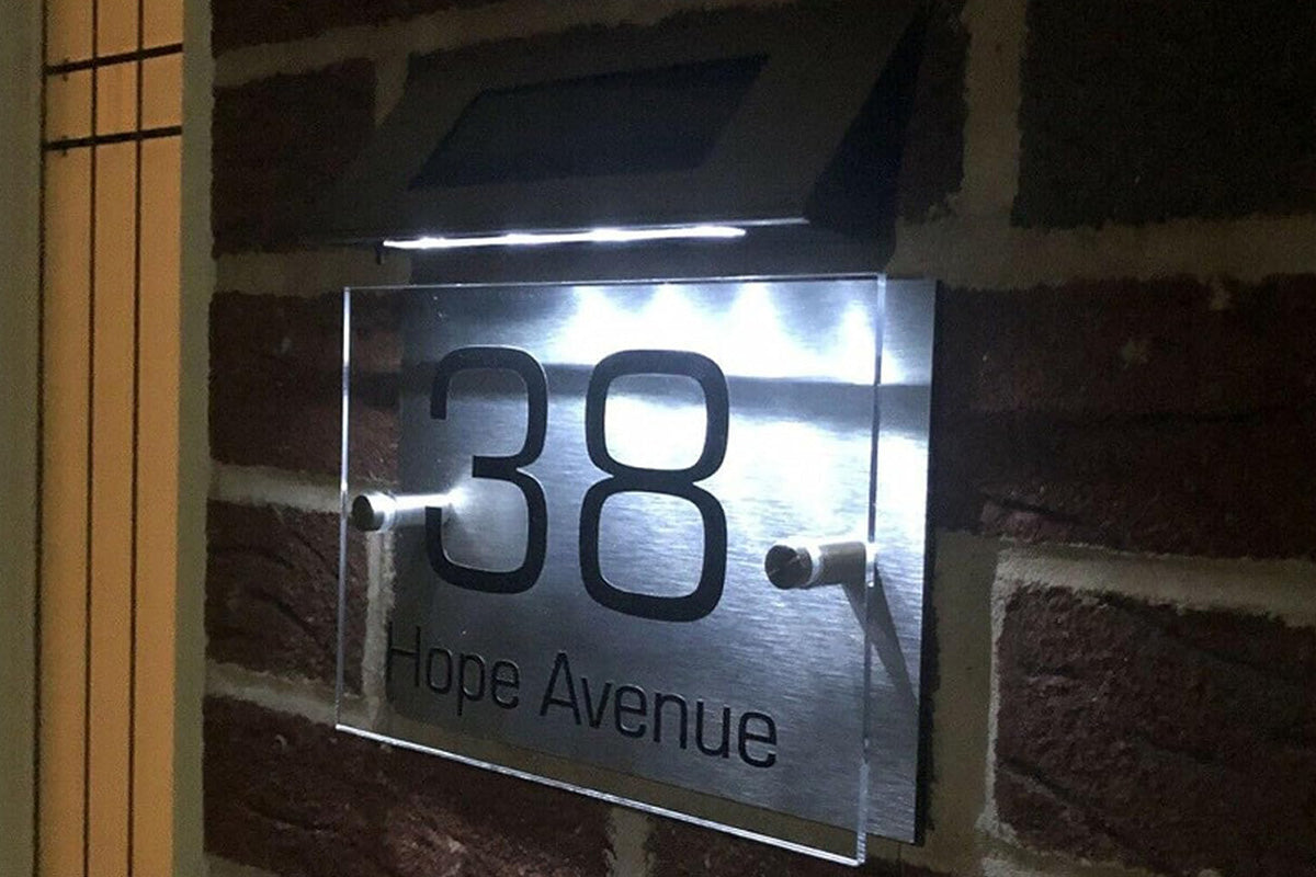 Solar Light House Signs Plaques LED House Number Acrylic Plaques