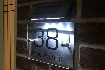 Solar Light House Signs Plaques LED House Number Acrylic Plaques