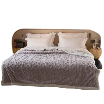 Double Sided Throw Blanket Thickened Imitation Cashmere Jacquard Blanket Quilt Gray