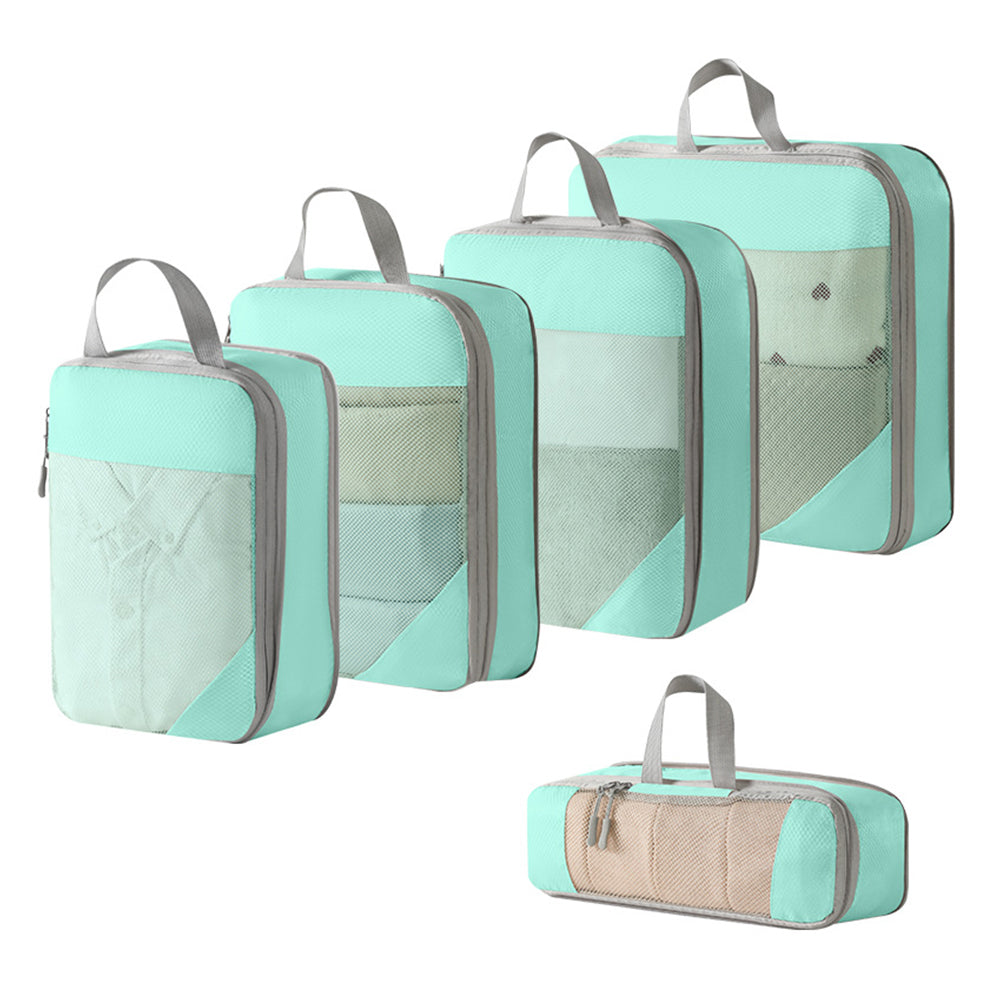 10Pcs Compression Packing Cubes Suitcase Organizer Bag Luggage Storage Packing Cubes for Travel or Home Storage-Acid Blue