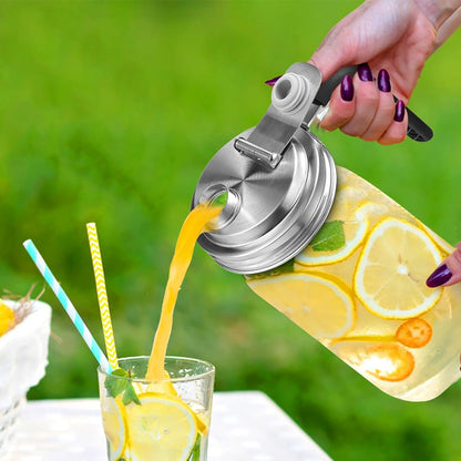 Stainless Steel Mason Jar Lid Handle Pour Spout Replacement Cap - 70mm