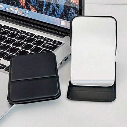 2-Pack Foldable PU Leather Makeup Mirror Medium Portable Travel Vanity Black