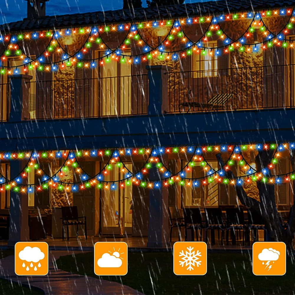 138 LED Eave String Solar Lights with 8 Modes for Christmas - Mixed Color