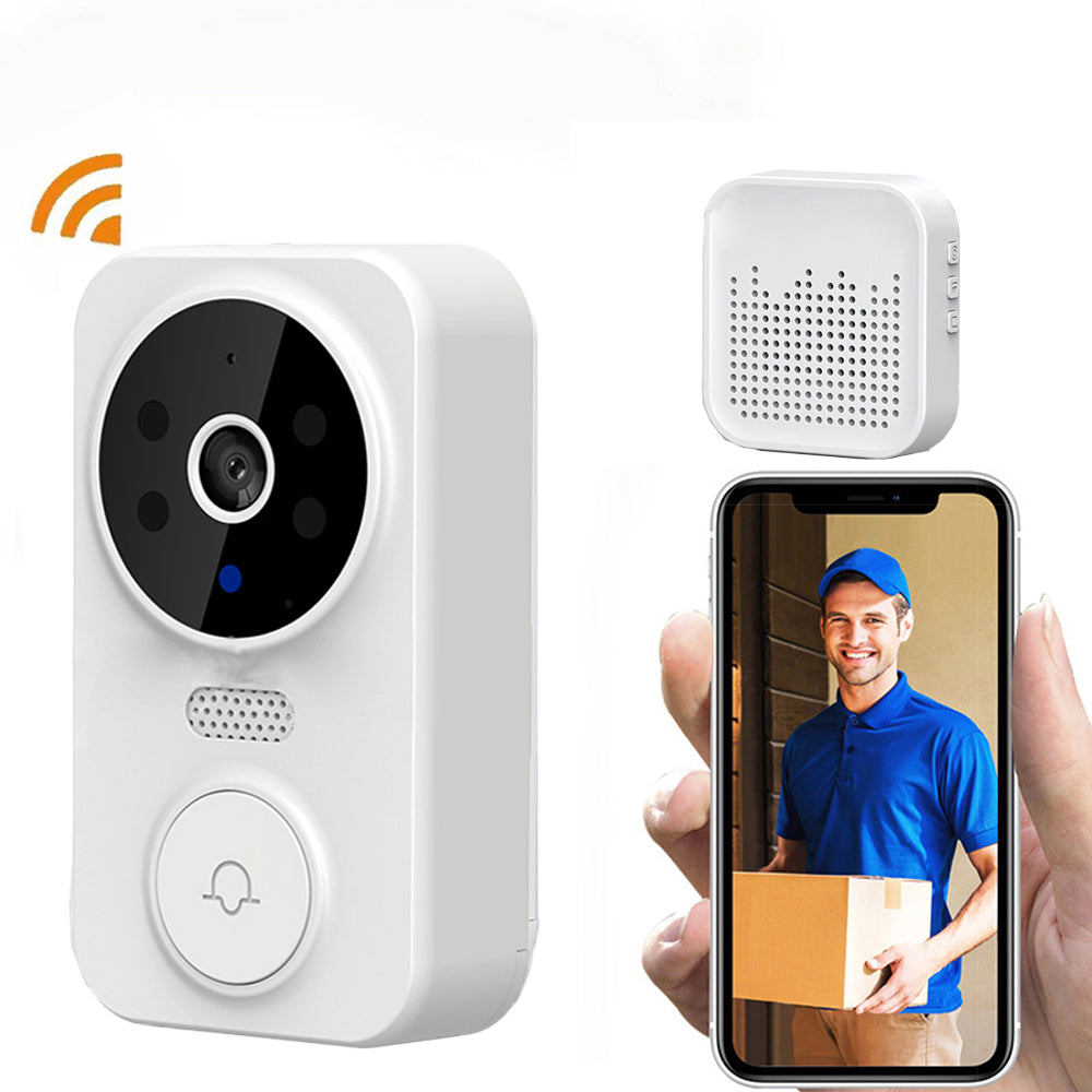 Smart WiFi Video Doorbell Wireless Security Doorbell with HD Night Vision White
