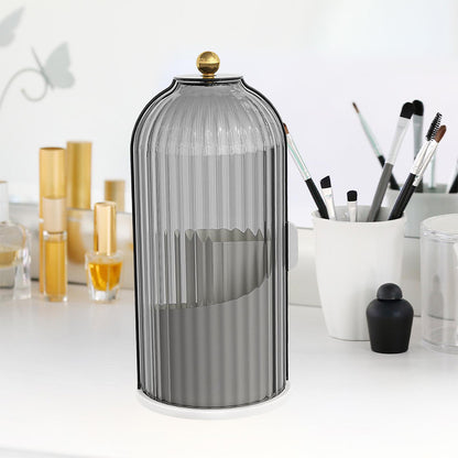 Sliding Lid Organizer 180 Degree Rotating Toothbrush Holder for Bathroom Counter-Black