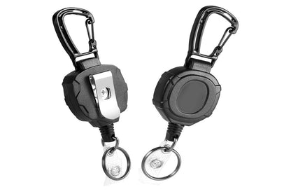 Heavy Duty Retractable ID Badge Holder Keychain Black