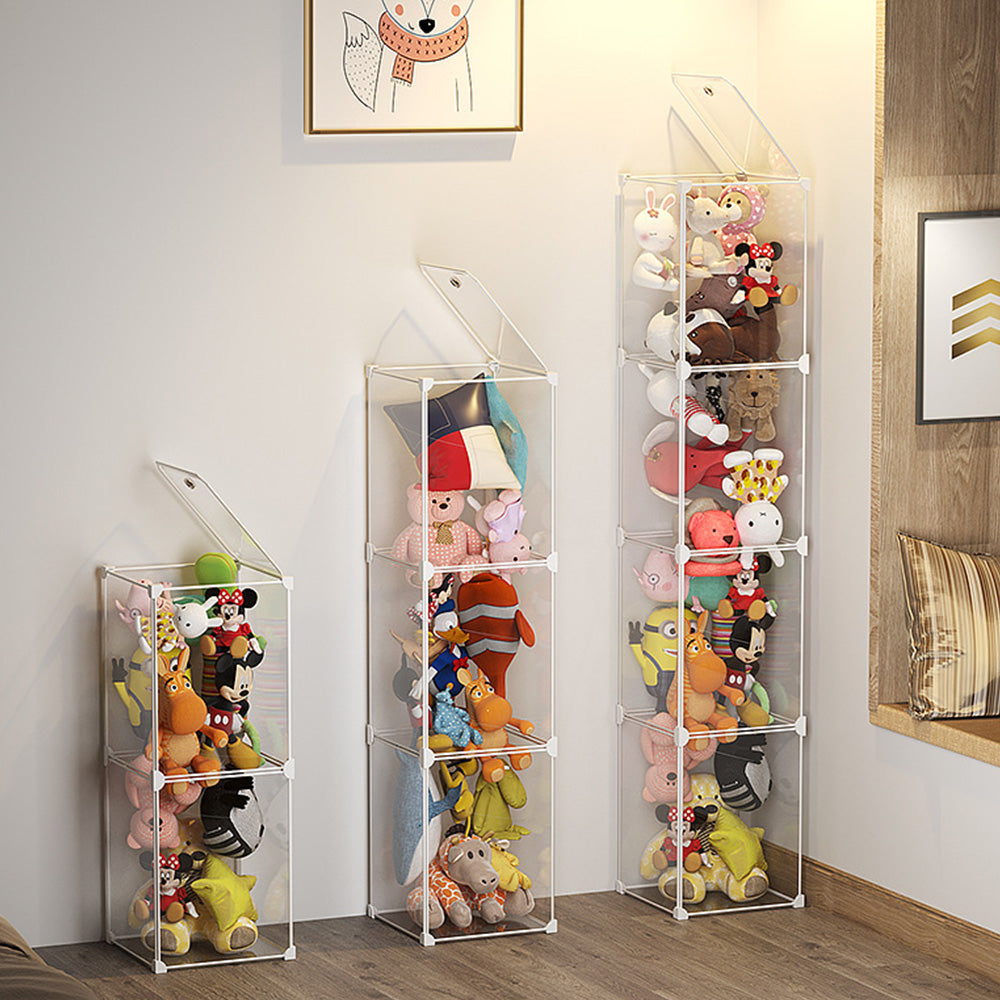 1-Layer Clear Plush Toys Organizer Bag Closet Storage Ideas for Dolls Teddies Figures