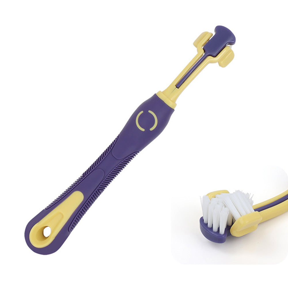 Pet Toothbrush for Dogs and Cats 3 Sided-Purple