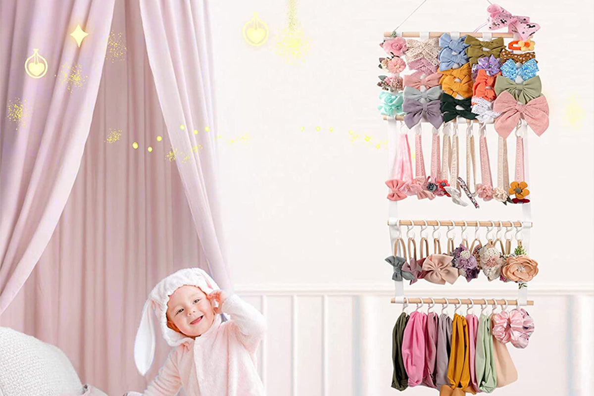 Headband Holder For Girls Hair Accessories Display Organizer Wall Hanging Decor-White
