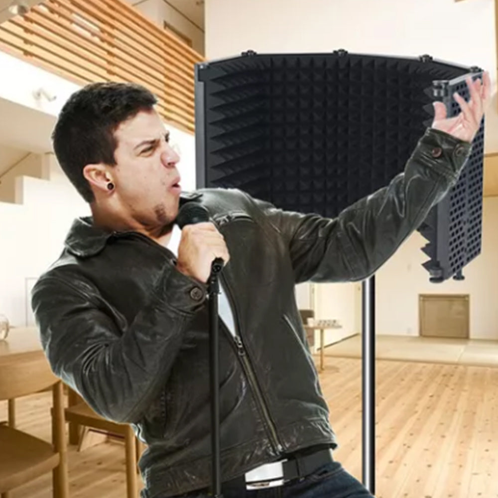 5-Panel Microphone Isolation Shield Studio Mic Sound Absorbing Foam