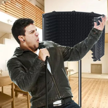 5-Panel Microphone Isolation Shield Studio Mic Sound Absorbing Foam