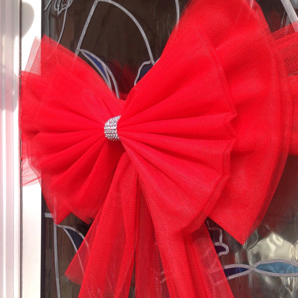 Organza Red Bows for Christmas Decorations Perfect for Door Fireplace Stairs & Xmas Tree