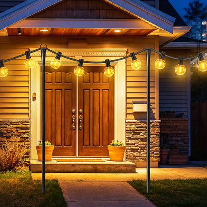 Outdoor Metal String Light Pole Garden Patio Support Stake