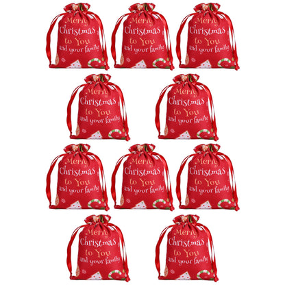 10Pcs Christmas Drawstring Storage Bags Xmas Holiday Wrapping Sacks Style 2