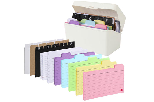 Ruled Index Card Box Set Index Cards Organizer Box -White