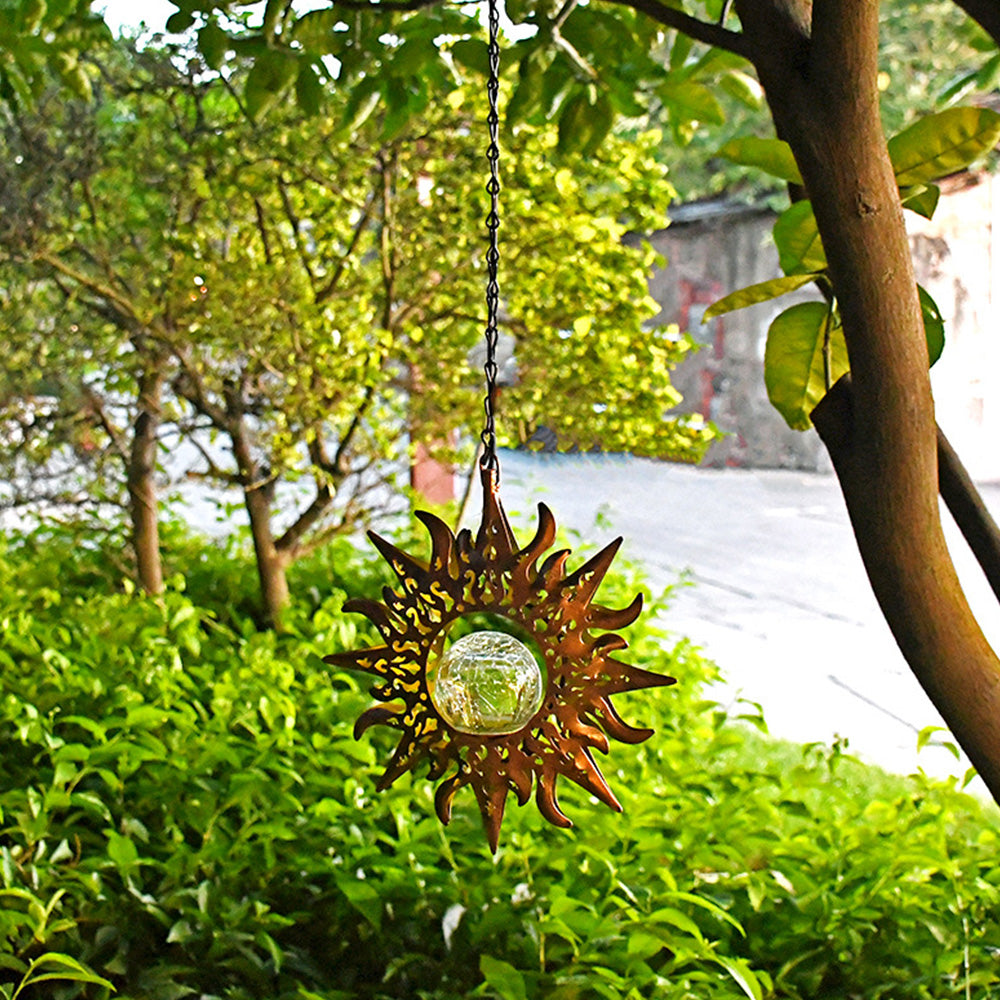 Solar Lights Sun Cracked Glass Lantern- Sun