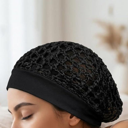 2 Pack Rolled Edge Crochet Mesh Sleep Hair Bonnet Caps