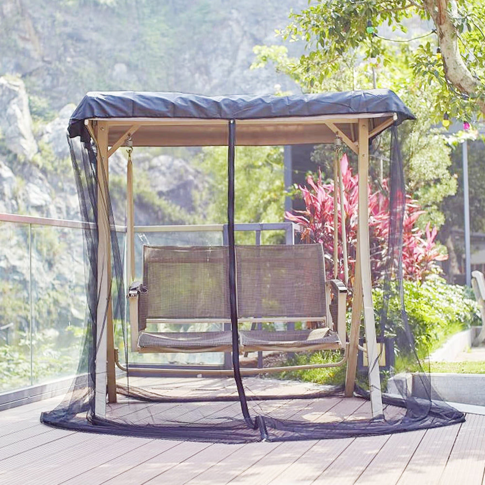 Outdoor Swing Chair Mosquito Net with Water-Resistant Roof Zipper Opening Mesh Mosquito Netting