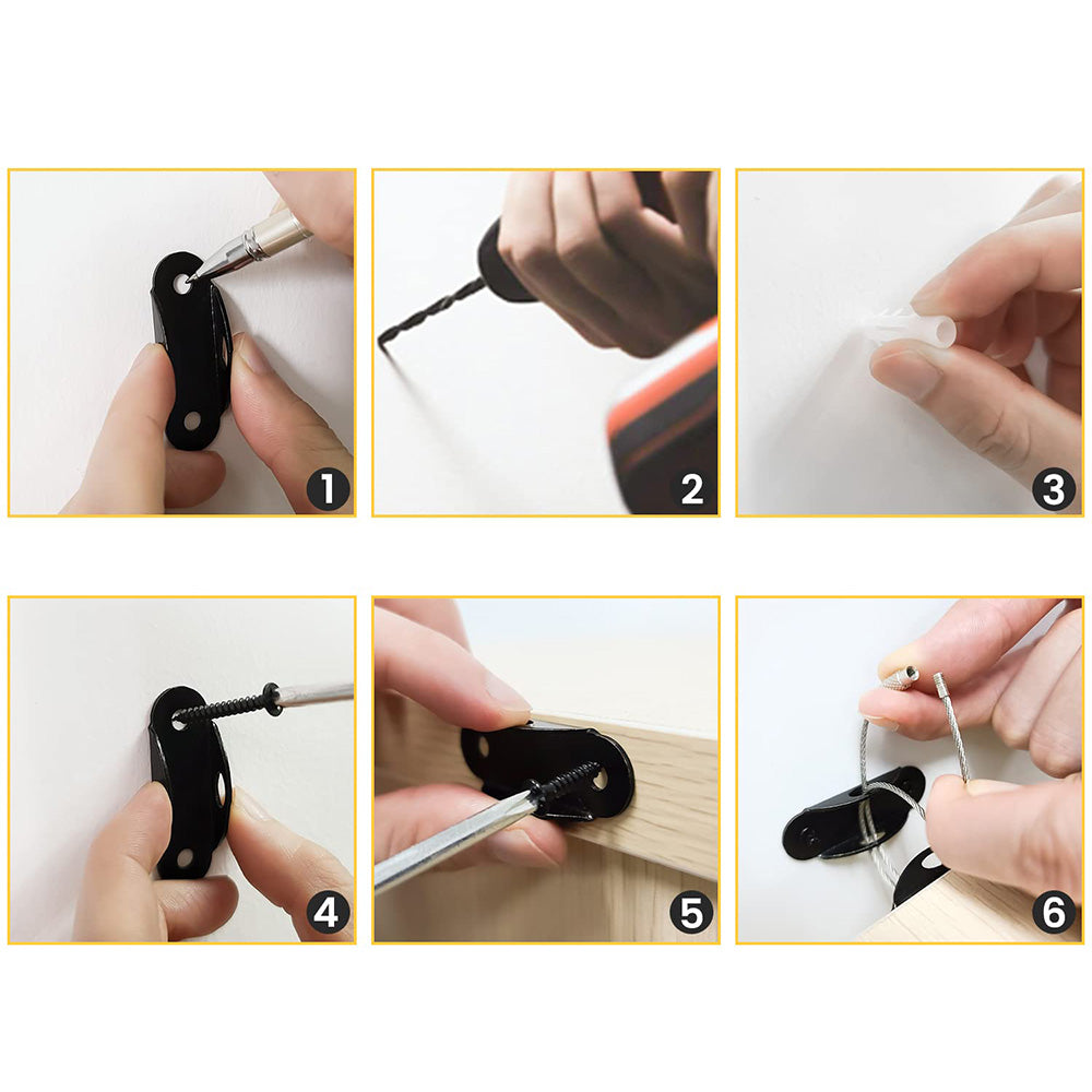 10Pcs Set Furniture Anchors Anti Tip Furniture Straps Black