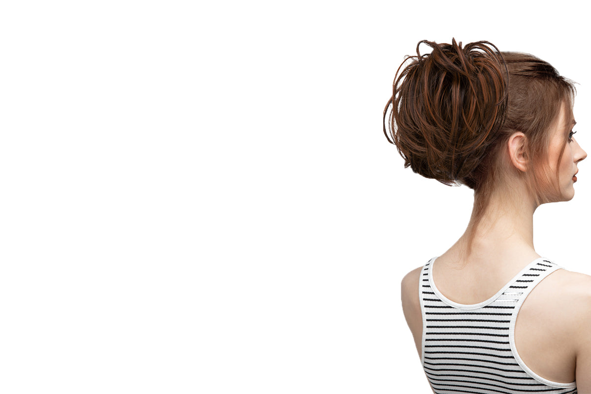 2Pcs 20CM High-Temperature Fiber Natural Messy Bun Scrunchy Thick Messy Bun Hair Piece-Black To light Auburn