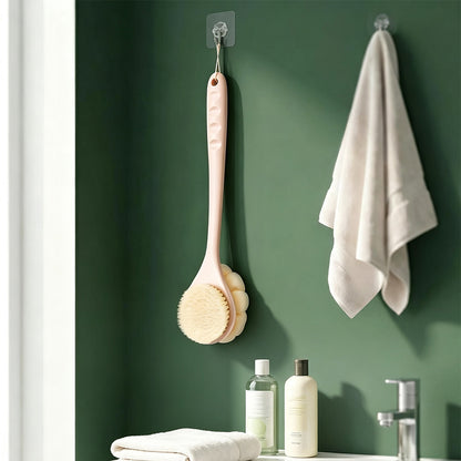 2 in 1 Double Sided Shower Brush with Loofah -Pink