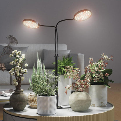 LED Grow Light with Dual Heads Full Spectrum Adjustable Plant Lamp for Indoor Plants Black
